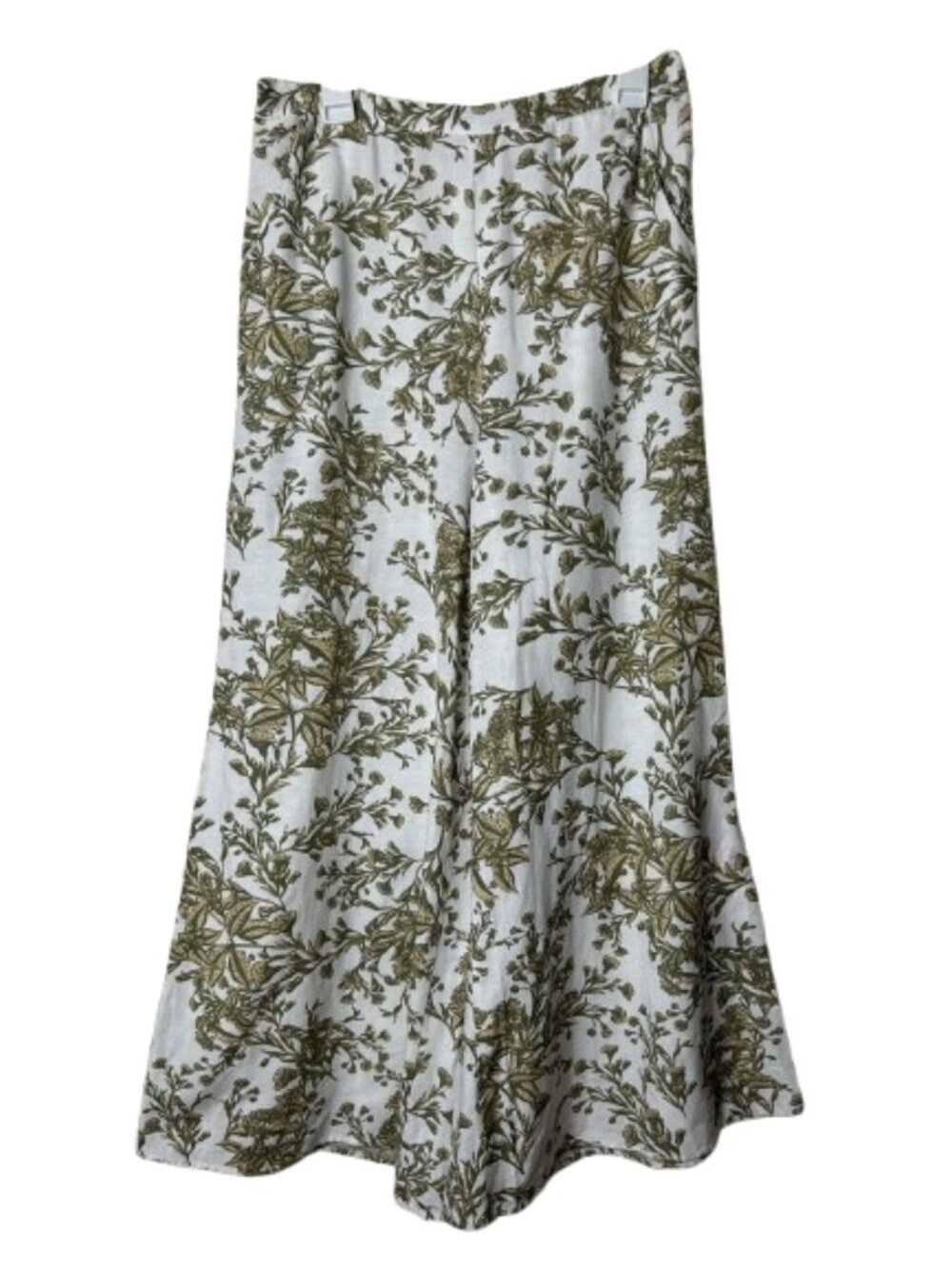 Midnight sky botanical print linen blend palazzo wide leg pants womens M/L
